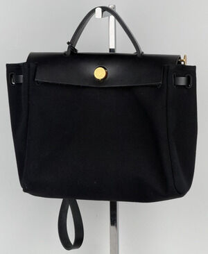 Hermes Herbag Zip 31 Bag Black Military Toile with Vache Hunter Leather 2025 D2